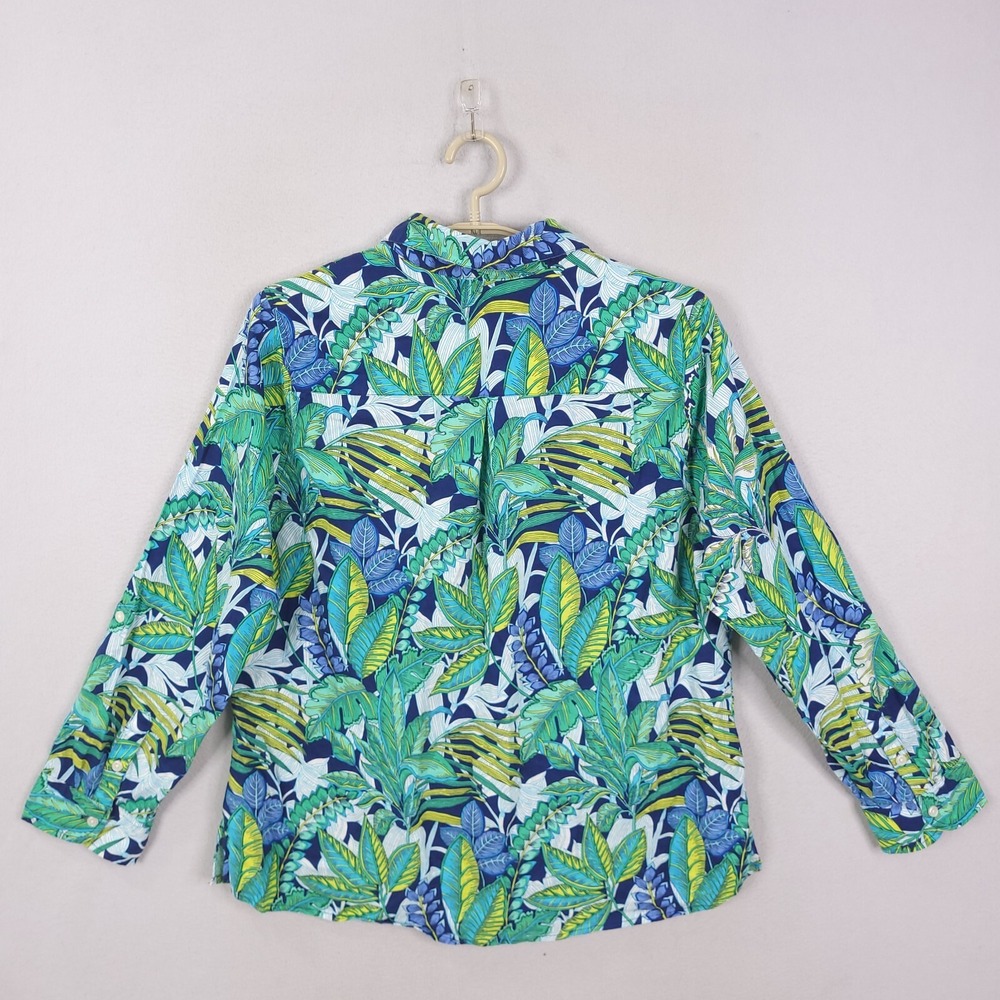 SOFT SURROUNDINGS Top Tunic Button Down Linen Blend Lagenlook Floral Plus 1X